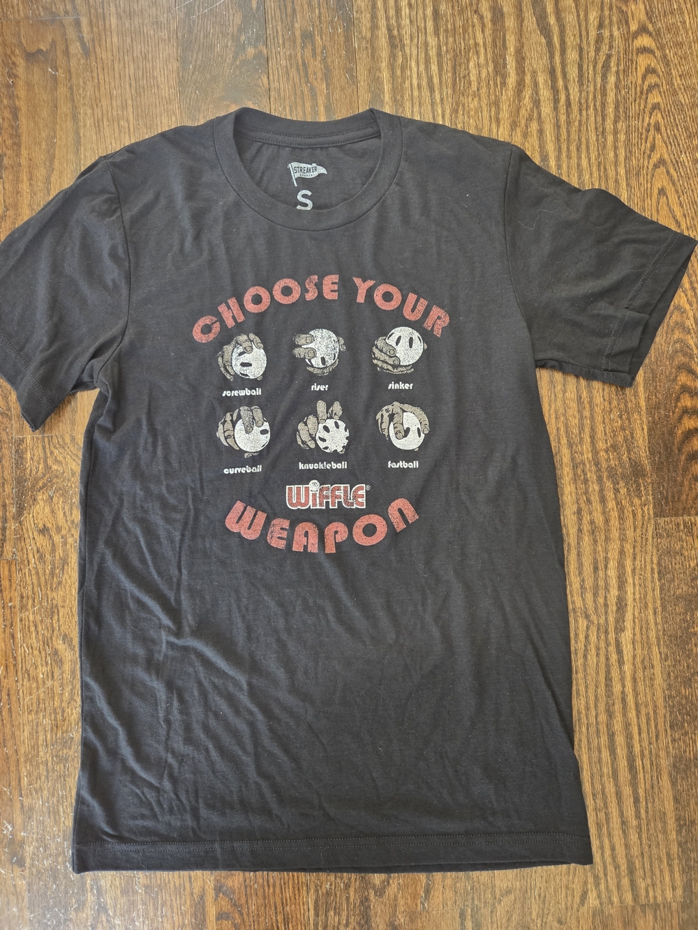 Streaker Sports Wiffle Ball Weapon 'Choose Your Weapon' Mens Small Tee